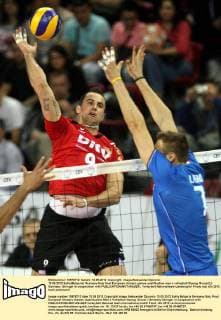 13.05.2012 Sofia(Bulgaria) Germany-Italy final European olympic games qualification men s volleyball Gyorgy Grozer(L) Germany :Stringer in cooperation with 
