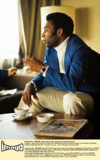 Football : World Cup Finals 1974 05 7 1974 Meeting with Pele (Ex Brazil player) at his Hotel in Germany 
