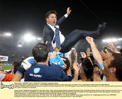 Jubel Walter Mazzarri Napoli Celebration - Rom 20 05 2012 Stadio Olimpico, Finale Copa Italia, Juventus Turin vs SSC Neapel, Pokalsieger 2011 2012 Neapel paoloxnucci