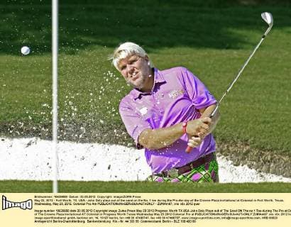 May 23, 2012 - Fort Worth, TX, USA - John Daly plays out of the sand on the No. 1 tee during the Pro-Am day of the Crowne Plaza Invitational at Colonial in Fort Worth, Texas, Wednesday, May 23, 2012. Colonial Pro Am - ZUMAm67