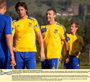 25.05.2012, Sportplatz, Walchsee, AUT, UEFA EURO 2012, Trainingscamp, Ukraine, Training, im Bild Artem Milevskiy, (UKR), Andriy Shevchenko, (UKR), Aleksandr Aliev, (UKR)