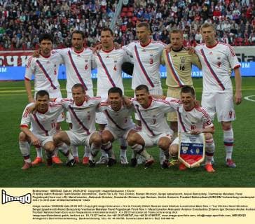Friendly match Russian Team.Stadion Locomotive . (back row L-R): Yuri Zhirkov, Roman Shirokov, Sergei Ignashevich, Alexei Berezutsky, Viacheslav Malafeev, Pavel Pogrebnyak (front row L-R): Marat Izmailov, Aleksandr Aniukov, Konstantin Zirianov, Igor Denisov, Andrei Arshavin