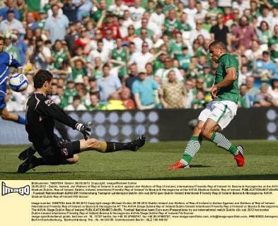26.05.2012 - Dublin, Ireland, Jon Walters of Rep of Ireland in action against Jon Walters of Rep of Ireland, international Friendly Rep of Ireland Vs Bosnia & Herzegovina at the AVIVA Stadium Dublin, Rep of Ireland. Dublin, Ireland, Intentional Friendly Rep of Ireland Vs Bosnia & Herzegovina at the AVIVA Stadium Dublin, Rep of Ireland. 