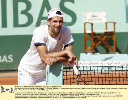 Novak Djokovic (SER) TENNIS : Roland Garros - Exhibition - 26 05 2012 - GwendolineLeGoff Panoramic 