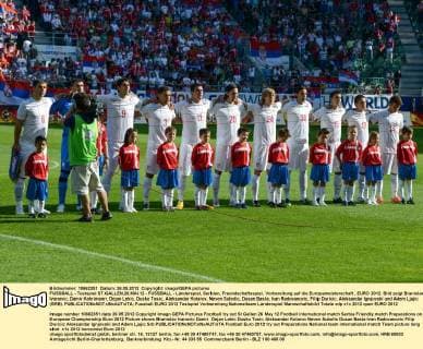 FUSSBALL - Testspiel ST.GALLEN,26.MAI.12 - FUSSBALL - Länderspiel, Serbien, Freundschaftsspiel, Vorbereitung auf die Europameisterschaft , EURO 2012. Bild zeigt Branislav Ivanovic, Damir Kahrimann, Dejan Lekic, Dusko Tosic, Aleksandar Kolarov, Neven Subotic, Dusan Basta, Ivan Radovanovic, Filip Duricic, Aleksandar Ignjovski und Adem Ljajic (SRB).