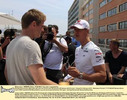 Michael Schumacher (Mercedes GP) und Toni Kroos beim GP Monaco GP Monaco 2012 Formel 1 Grand Prix Monaco 2012