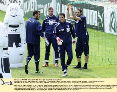 Coverciano, 27.05.2012 - UEFA EURO 2012 Vorbereitung - Trainingslager Italien - Gianluigi Buffon - Salvatore Sirigu - Emiliano Viviano - Morgan De Sanctis 
