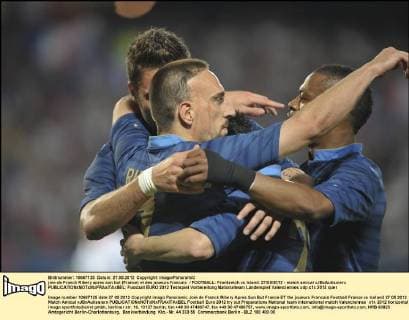 joie de Franck Ribery apres son but (France) et des joueurs francais FOOTBALL: Frankreich vs Island. 27 05 2012 - match amical xJBxAutissierx 