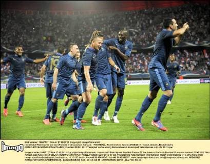 joie de Adil Rami apres son but (France) et des joueurs francais FOOTBALL: Frankreich vs Island. 27 05 2012 - match amical xJBxAutissierx 