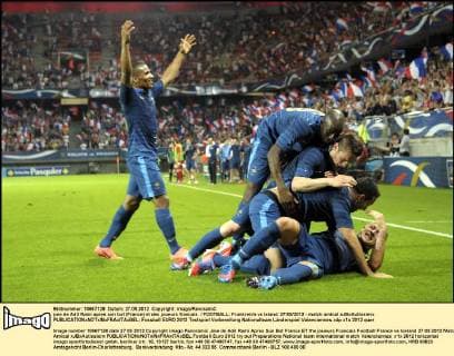 joie de Adil Rami apres son but (France) et des joueurs francais FOOTBALL: Frankreich vs Island. 27 05 2012 - match amical xJBxAutissierx 