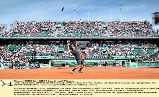 TENNIS - ATP, French Open 2012 PARIS,FRANKREICH,30.MAI.12 - TENNIS - ATP Tennis Herren World Tour, Grand Slam, Roland Garros, French Open. Bild zeigt Roger Federer (SUI). 