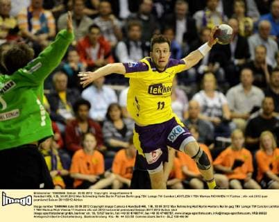 Handball HBL 1.BL 30.05.2012 Max Schmeling Halle Berlin Füchse Berlin geg TBV Lemgo TW Carsten LICHTLEIN 1 TBV Markus RICHWIEN 11 Füchse