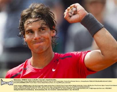 31.05.2012 Paris, France. Rafael Nadal celebrates victory on day 5 of the French Open Tennis from Roland Garros. xCraigxDoylex  ActionPlus20168654