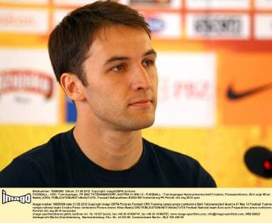 FUSSBALL - CRO, Trainingslager, PK BAD TATZMANNSDORF,AUSTRIA,31.MAI.12 - FUSSBALL - Trainingslager Nationalmannschaft Kroatien, Pressekonferenz. Bild zeigt Milan Badelj (CRO). 