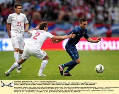 Johan CABAYE (fra) - Pavle NINKOV (ser) - Stade Auguste DELAUNE - FOOTBALL : FRA vs SRB - 31 05 2012 AnthonyBIBARD FEP Panoramic 