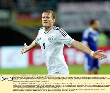 Andre SCHÜRRLE, SCHÜRRLE, Nr.9 DFB jubelt nach dem Tor zum 2-0 DEUTSCHLAND - ISRAEL ( - ) Fussball Länderspiel , Freundschaftsspiel, friendly match, Leipzig, am 31.05.2012 , Saison 2011 2012, Saison1112, Deutsche Fussball Nationalmannschaft, National Team, Testspiel, Vorbereitungsspiel für die Europameisterschaft 2012, EM