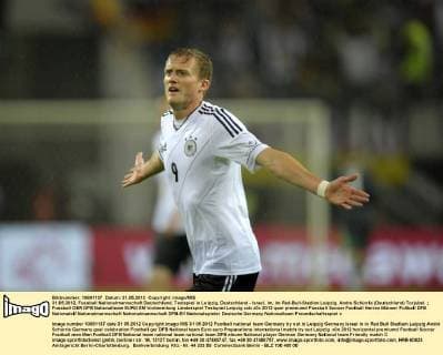 31.05.2012, Fussball Nationalmannschaft Deutschland, Testspiel in Leipzig, Deutschland - Israel, im, im Red-Bull-Stadion Leipzig. Andre Schürrle (Deutschland) Torjubel.