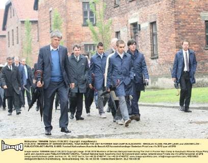 01.06.2012 - MEMBERS OF GERMAN NATIONAL TEAM DURING THE VISIT IN FORMER NAZI CAMP IN AUSCHWITZ - MIROSLAV KLOSE, PHILIPP LAHM, and JOACHIM LÖW -  0J4082