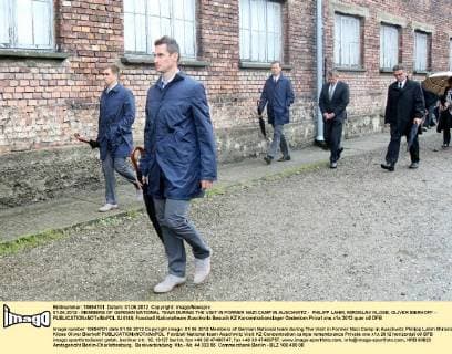01.06.2012 - MEMBERS OF GERMAN NATIONAL TEAM DURING THE VISIT IN FORMER NAZI CAMP IN AUSCHWITZ - PHILIPP LAHM, MIROSLAV KLOSE, OLIVER BIERHOFF -  0J4144