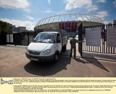 01.06.2012. Kiev, Ukraine. A delivery and the security measures at The Olympic Stadium, which which will host the UEFA Euro 2012 Football tournament. The Euro 2012 tournament runs from June 8 to July 1 xMaloletkaxEvgeniyx  ActionPlus11285082