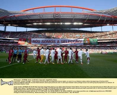 2 Jun 2012 - Lisbon, Portugal - Teams before the during the last preparation soccer match, on June 2 in Luz Stadium Lisbon, before the beginning of the Euro 2012. 