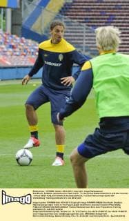 Stockholm Swedens national soccer team trains - in the picture Zlatan Ibrahimovic and Ola Toivonen - KPkod 08002 