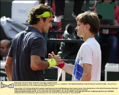 David Goffin (belgique) - Roger Federer (suisse) TENNIS : Roland Garros - J8 - 03 06 2012 - PHOTONEWS PANORAMIC 