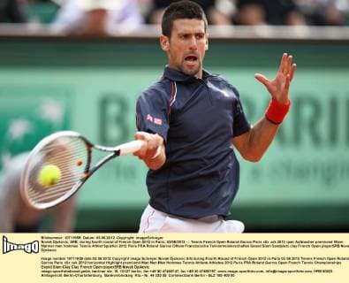 Novak Djokovic, SRB, during fourth round of French Open 2012 in Paris; 03 06 2012 -