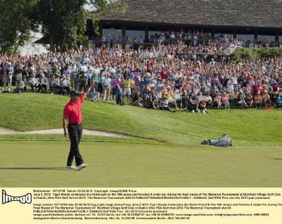 June 3, 2012: Tiger Woods celebrates his birdie putt on the 18th green and finishes 9 under par during the final round of The Memorial Tournament at Muirfield Village Golf Club in Dublin, Ohio PGA Golf Herren 2012: The Memorial Tournament JUN 03 - ZUMAct5
