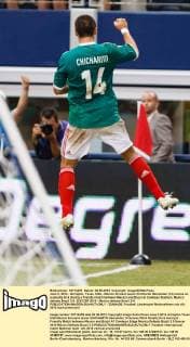 June 3, 2012 - Arlington, Texas, USA - Mexico forward Javier Chicharito Hernandez (14) scores on a penalty kick during a friendly match between Mexico and Brazil at Cowboys Stadium. Mexico defeats Brazil 2-0. SOCCER 2012 - Mexico defeats Brazil 2-0 - ZUMAd30