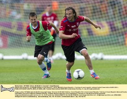 WROCLAW 04.06.2012 VLADIMIR DARIDA (Czech Republic ) PETR JIRACEK (Czech Republic ) Training of czech republic national football team before EURO 2012 --  BOR_20120604_488