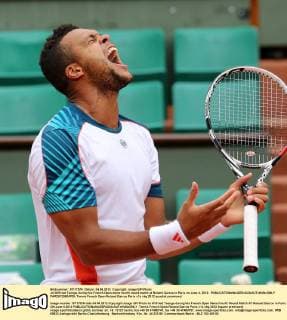 Jo Wilfried Tsonga during his French Open mens fourth round match at Roland Garros in Paris on June 4, 2012.  PAR20120604709