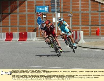 Criterium du Dauphine Libere 2012, 1. Etappe: Seyssins - Saint Vallier -- Bmc Racing 2012, Saur - Sojasun 2012, Astana 2012, Cadel Evans , Jerome Coppel , Andrey Kashechkin , 