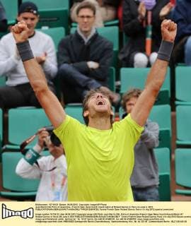 Juan Martin Del Potro of Argentina - French Open mens fourth round match at Roland Garros in Paris on June 4, 2012.  PAR20120604728