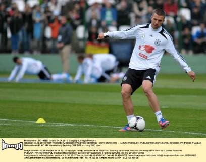 GDANSK 04.06.2012 FIRST TRAINING IN GDANSK PRACTICE GERMANY - UEFA EURO 2012 -- LUKAS PODOLSKI  20120604_PF_PM052