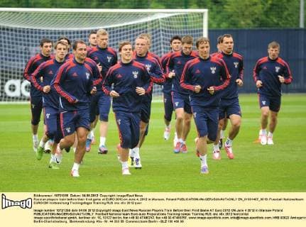 Russian players train before their first game at EURO 2012 on June 4, 2012 in Warsaw, Poland  EN_01031407_0019