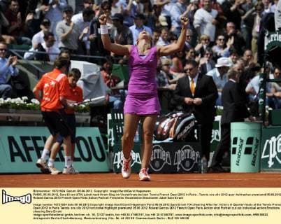 PARIS, 05.06.2012, Sara Errani (ITA) jubelt nach Ihrem Sieg im Viertelfinale bei den Tennis French Open 2012 in Paris