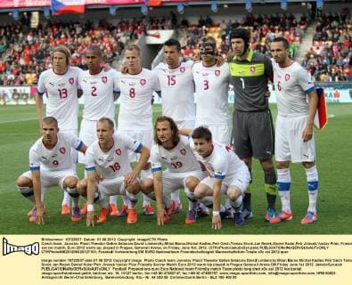 Czech team, Jaroslav Plasil,Theodor Gebre Selassie,David Limbersky,Milan Baros,Michal Kadlec,Petr Cech,Tomas Sivok,Jan Rezek,Daniel Kolar,Petr Jiracek,Vaclav Pilar, Friendly soccer match, Euro 2012 warm-up, played in Prague, Generali Arena, on Friday, June 1st, 2012. (CTKxPhoto JakubxSyrucek) CTKPhoto466201206020127101