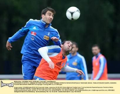 LEGIONOWO 05.06.2012 -- GREECE NATIONAL FOOTBALL TEAM TRAINING SOKRATIS PAPASTATHOPOULOS THEOFANIS GEKAS -  0S3G0933