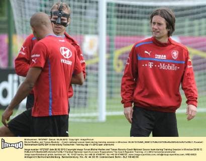 Michal Kadlec and Tomas Rosicky - Czech national soccer team during training session in Wroclaw. 06.06.12 KUBA_060612 