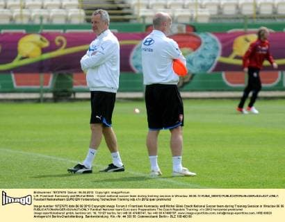 L-R: Frantisek Komnacky and Michal Bilek - Czech national soccer team during training session in Wroclaw. 06.06.12 KUBA_060612 