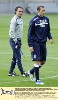 Training Italien in Krakau: Cesare Prandelli-Giorgio Chiellini 