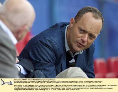 (L-R) chairman Michael van Praag of KNVB,director Bert van Oostveen of KNVB Netherlands Training Session Training xVIxMAURICExVANxSTEENxIVx 960761