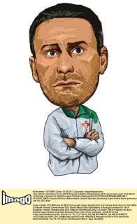 This cartoon illustration for the UEFA European Football Championship 2012 shows head coach Paulo Bento of Portugal. Cartoons for UEFA European Football Championship 2012  20120521_40439