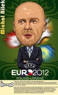 This cartoon illustration for the UEFA European Football Championship 2012 shows head coach Michal Bilek of Czech Republic. Cartoons for UEFA European Football Championship 2012  20120521_40431