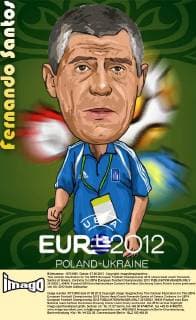 This cartoon illustration for the UEFA European Football Championship 2012 shows head coach Fernando Santos of Greece. Cartoons for UEFA European Football Championship 2012  20120521_40434