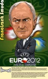 This cartoon illustration for the UEFA European Football Championship 2012 shows head coach Franciszek Smuda of Poland. Cartoons for UEFA European Football Championship 2012  pau651579_04
