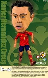 This cartoon illustration for the UEFA European Football Championship 2012 shows Spanish footballer Xavi . Cartoons for UEFA European Football Championship 2012  pau656694_15