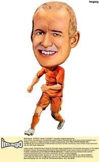This cartoon illustration for the UEFA European Football Championship 2012 shows Dutch footballer Arjen Robben. Cartoons for UEFA European Football Championship 2012  pau656745_08