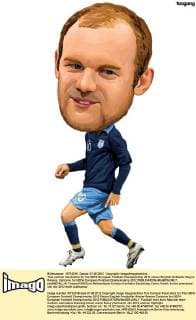 This cartoon illustration for the UEFA European Football Championship 2012 shows English footballer Wayne Rooney. Cartoons for UEFA European Football Championship 2012  pau656745_14
